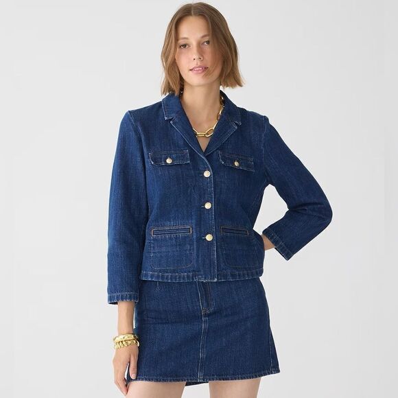 J Crew Denim Blazer Jacket in Resin Wash NWT - Picture 2 of 12